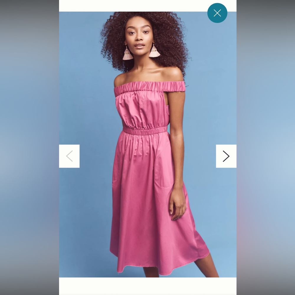 Anthropologie Maeve Off Shoulder Pink Dress